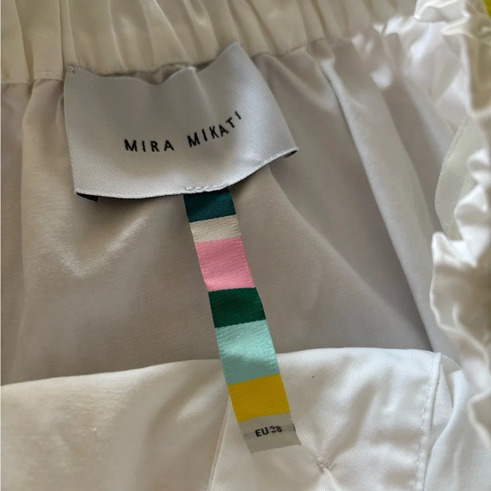 Mira Mikati Rainbow Stripe Neon Trim Tiered Midi Skirt US 6 festival - Picture 7 of 8